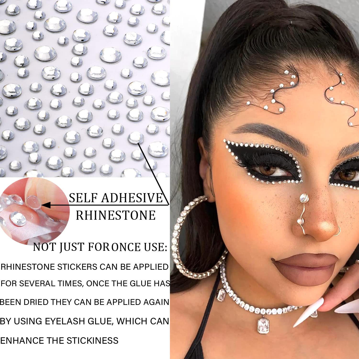 Piedras faciales La Jolie Jasmin brillantes para brillos duraderos.