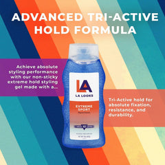 La Looks Extreme Sport Gel con textura TriActive: fijación resistente y sin alcohol.