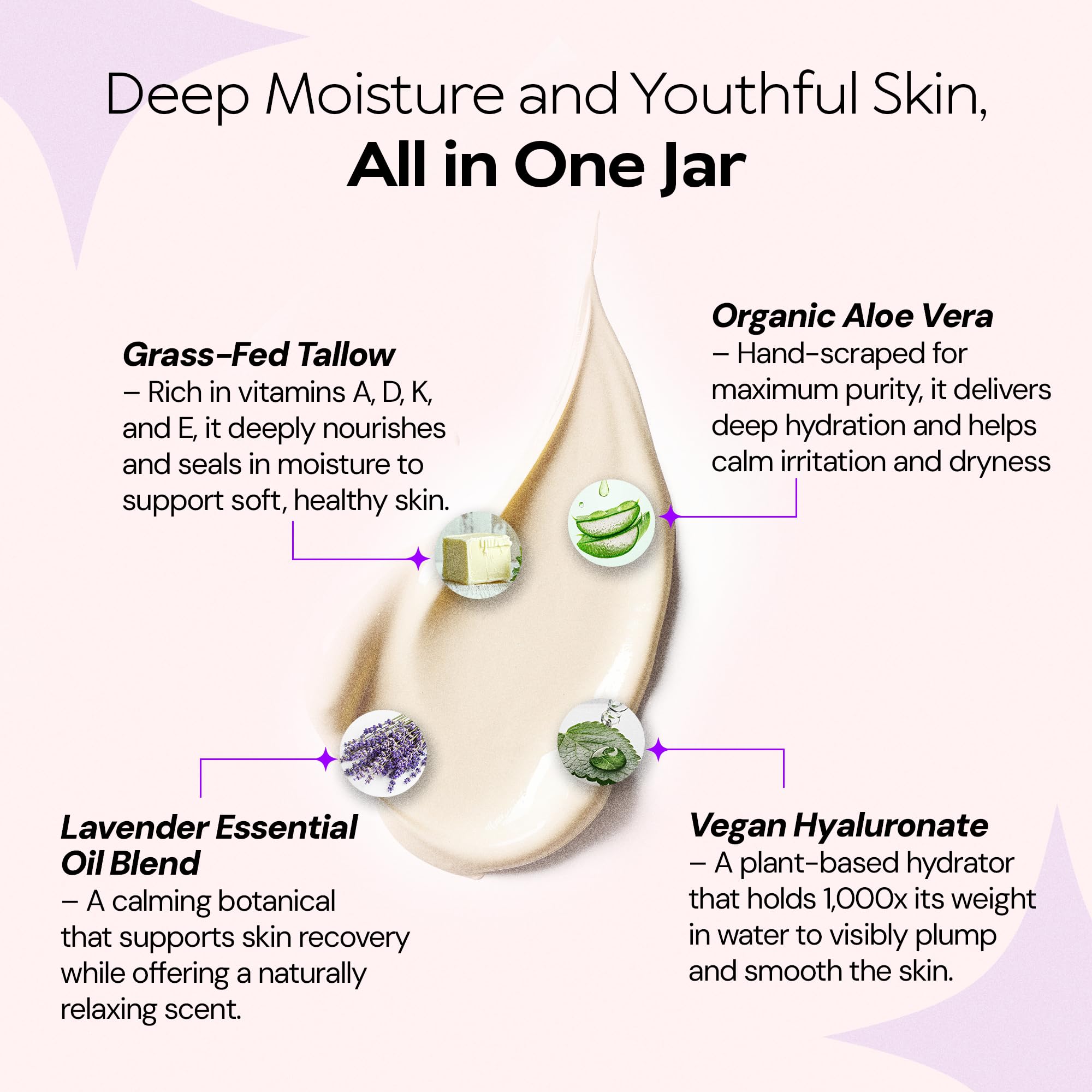LA PURE grasa de res para la piel – aloe orgánico visible en la fórmula.