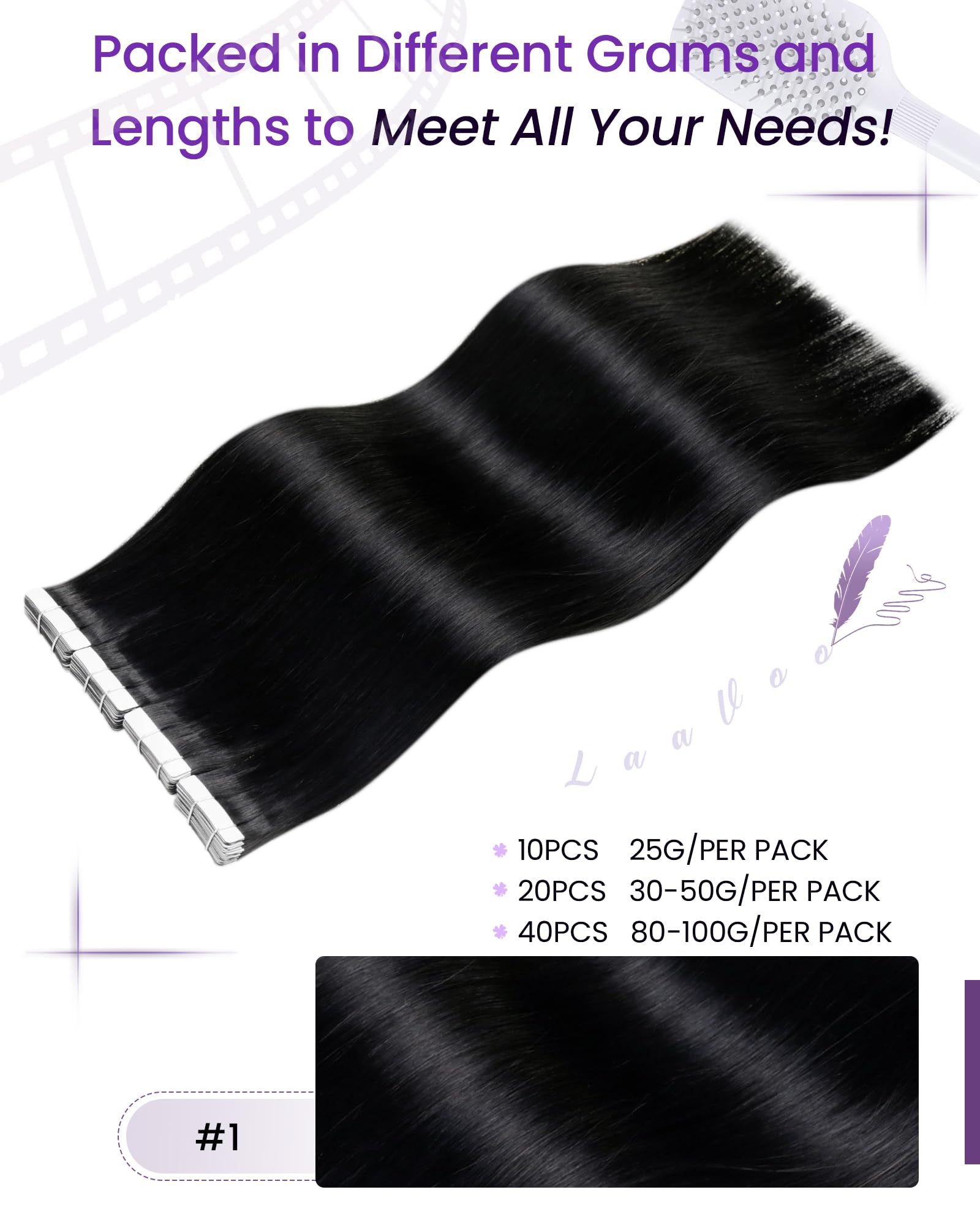 Cinta adhesiva blanca LaaVoo para fijación estable en extensiones