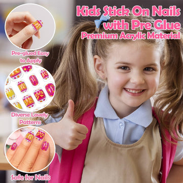 Labeol uñas falsas para niñas en colores brillantes para estimular la creatividad.
