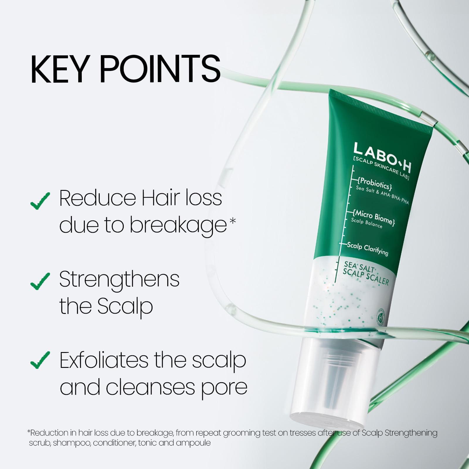 LABO-H máscara capilar pre-champo, aplicación suave para preparar el cabello.