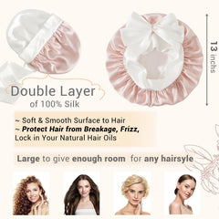 LaCourse bonete seda Mulberry con lazos satinados, ajuste cómodo y seguro.