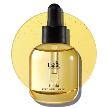 LADOR Aceite perfumado para cabello Hinoki en frasco, ilumina el cabello.
