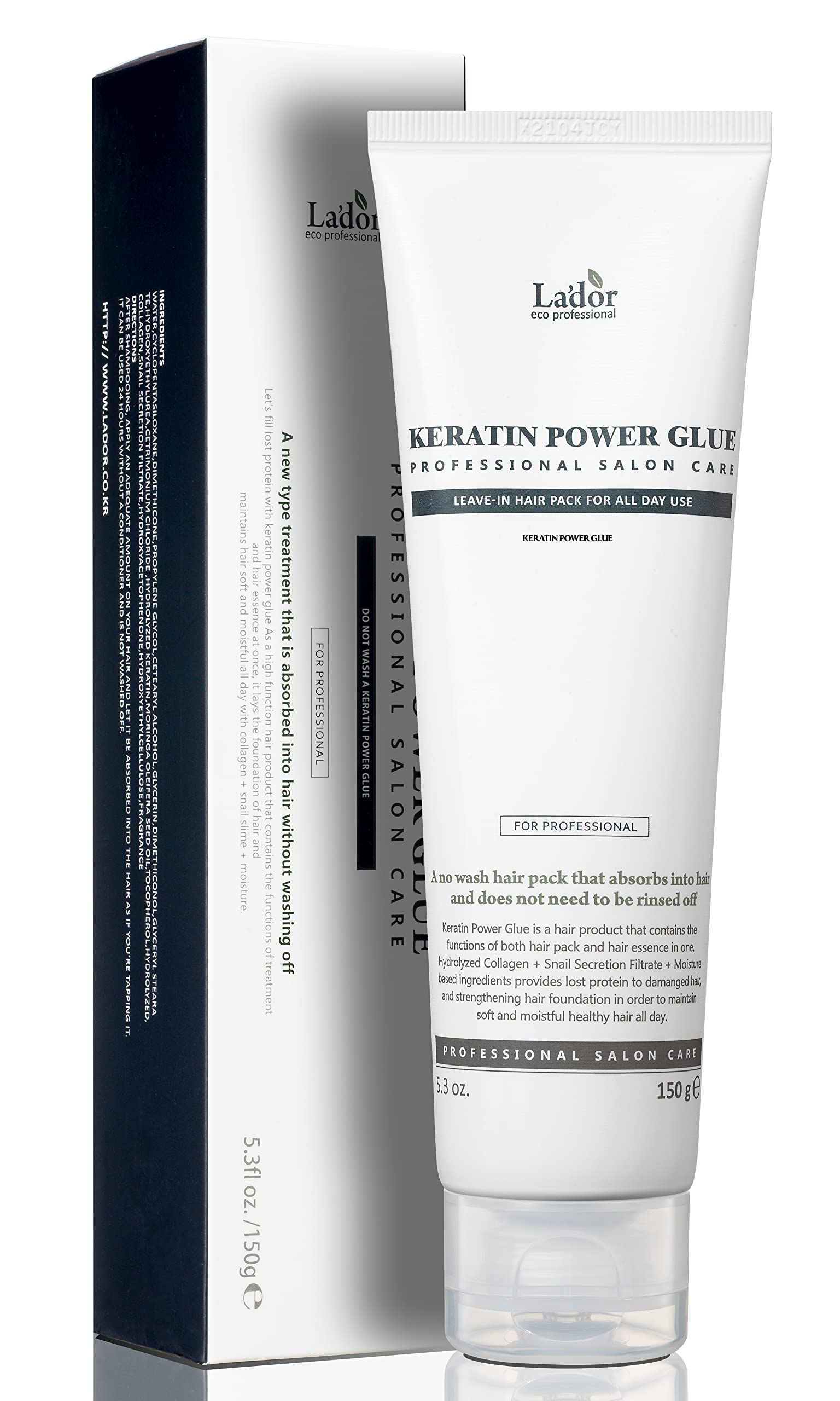 LA'DOR Keratin Power Glue en bote, aplicación rápida para cabello suave y brillante.