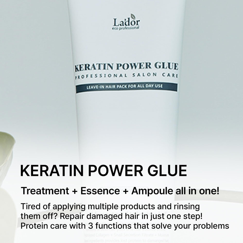 LA'DOR Keratin Power Glue, textura cremosa para peinar sin enjuague.