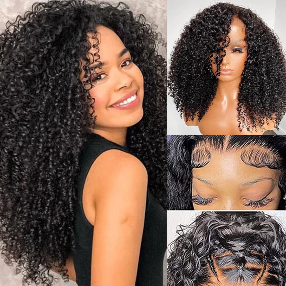 Ladoux Peluca rizado Afro cabello ondulado de 20 pulgadas