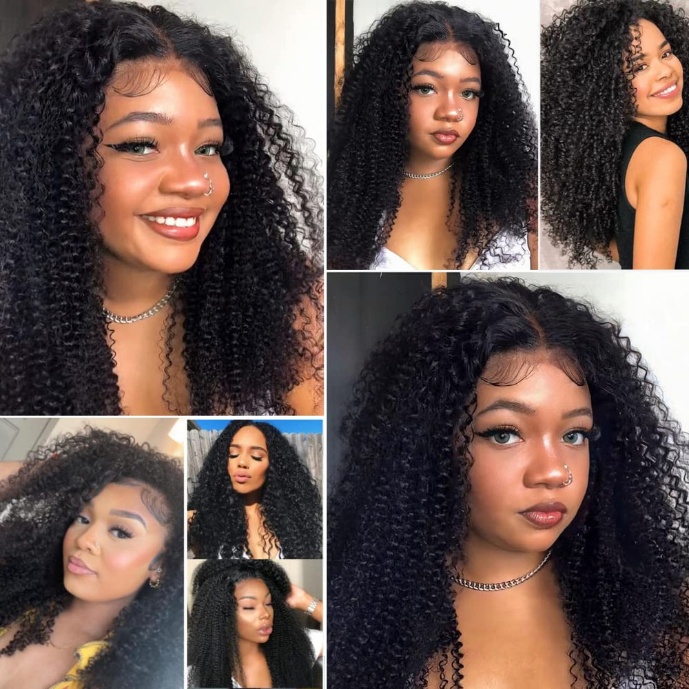 Ladoux Peluca rizado Afro sistema de encaje con 4 peines