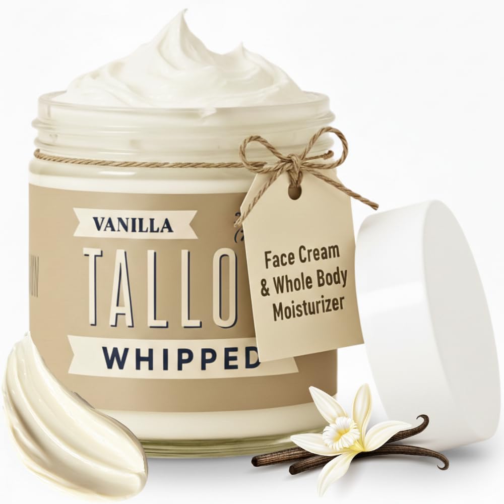 Lady May Tallow, botella-derramando: crema suave para hidratación diaria de la piel.