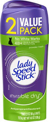 Lady Speed Stick antitranspirante invisible polvo seco fresco, pack doble, protección duradera.