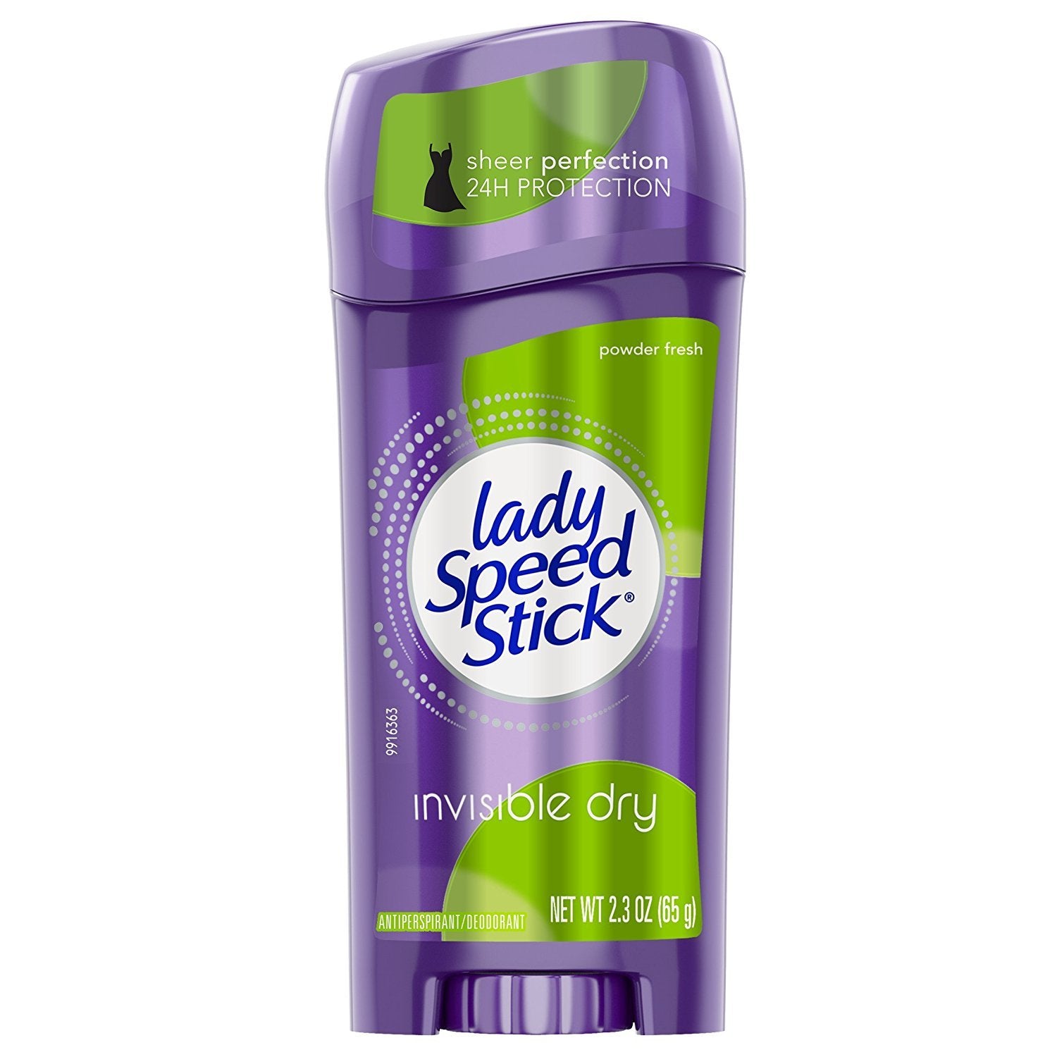 Lady Speed Stick Invisible Dry Powder Fresh se aplica bajo la axila para protección duradera.