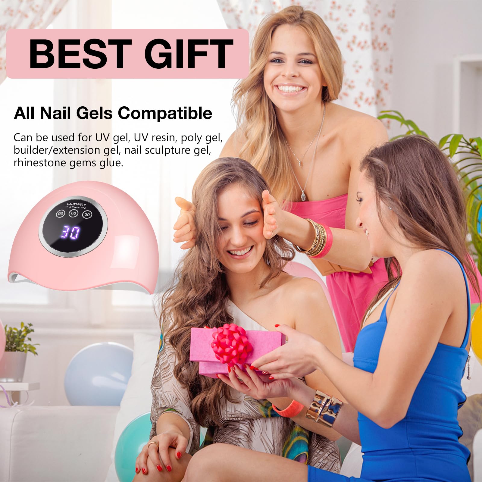 LadyMisty lampara UV 72W, empaque para regalo, ideal para regalo de manicura.