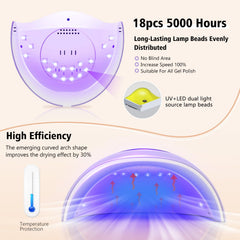 LadyMisty lámpara UV-LED 72W con pantalla de cristal líquido facilita ajustar temporizador para geles.