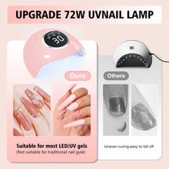 LadyMisty lampara UV 72W, pantalla de cristal líquido, temporizador claro para manicura.