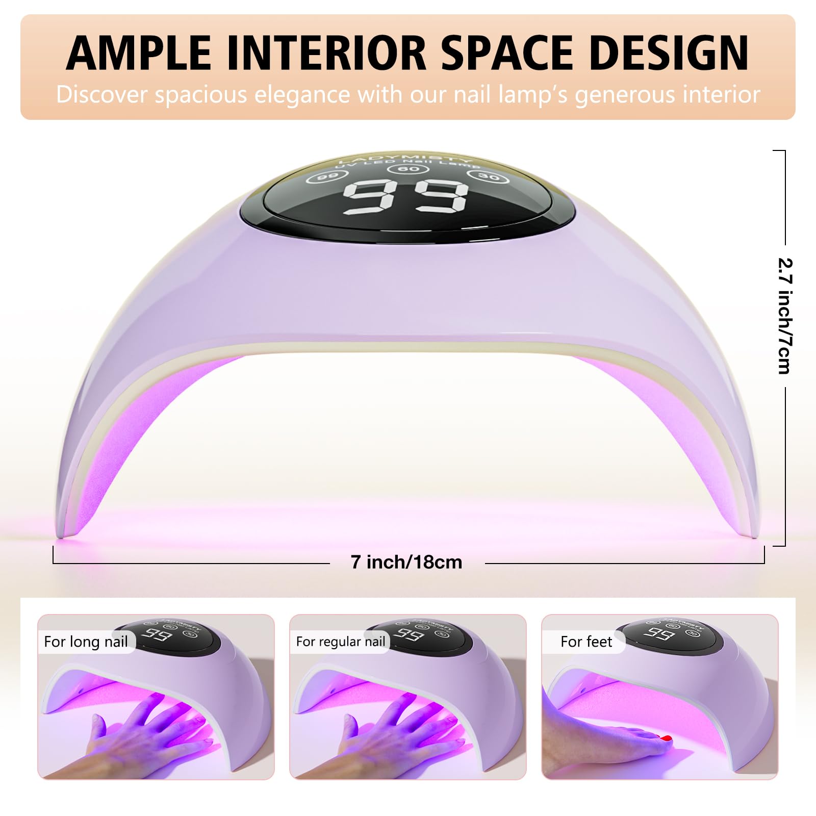 LadyMisty lámpara UV-LED 72W con sensor automático detecta las manos.