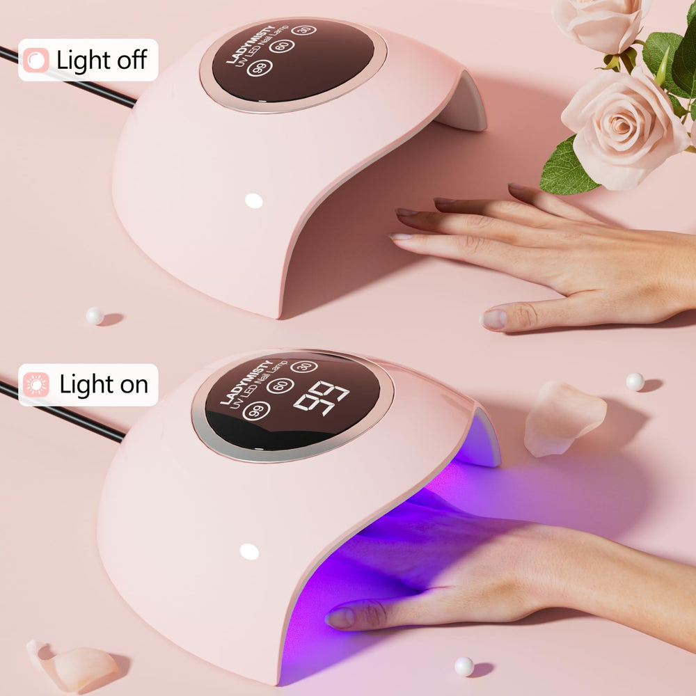 LadyMisty lampara UV 72W, vista superior, distribución amplia de haz para gel.