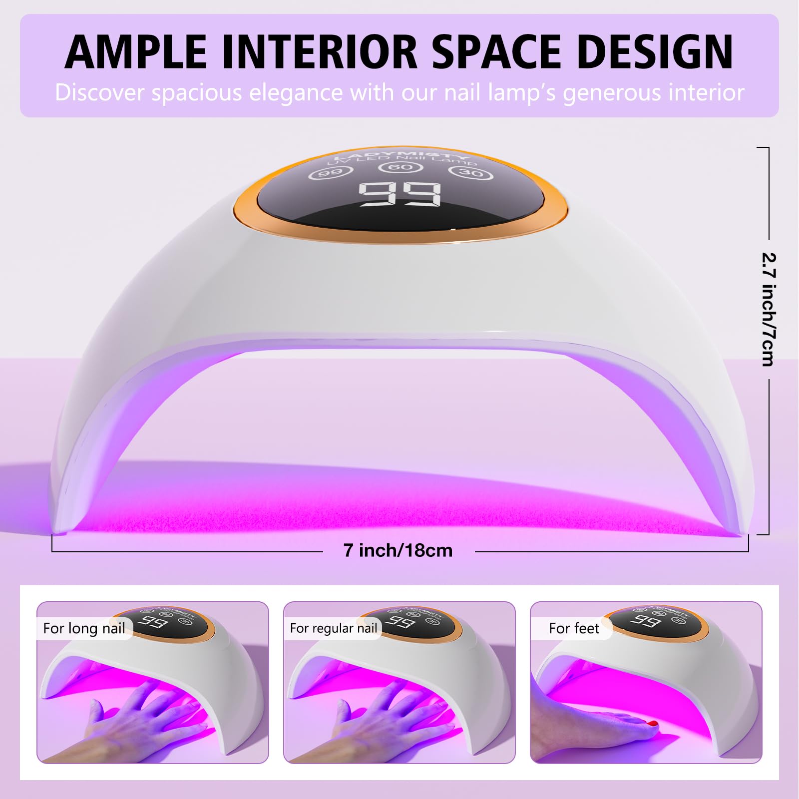 LadyMisty lámpara UV-LED 72W duradera con larga vida útil.