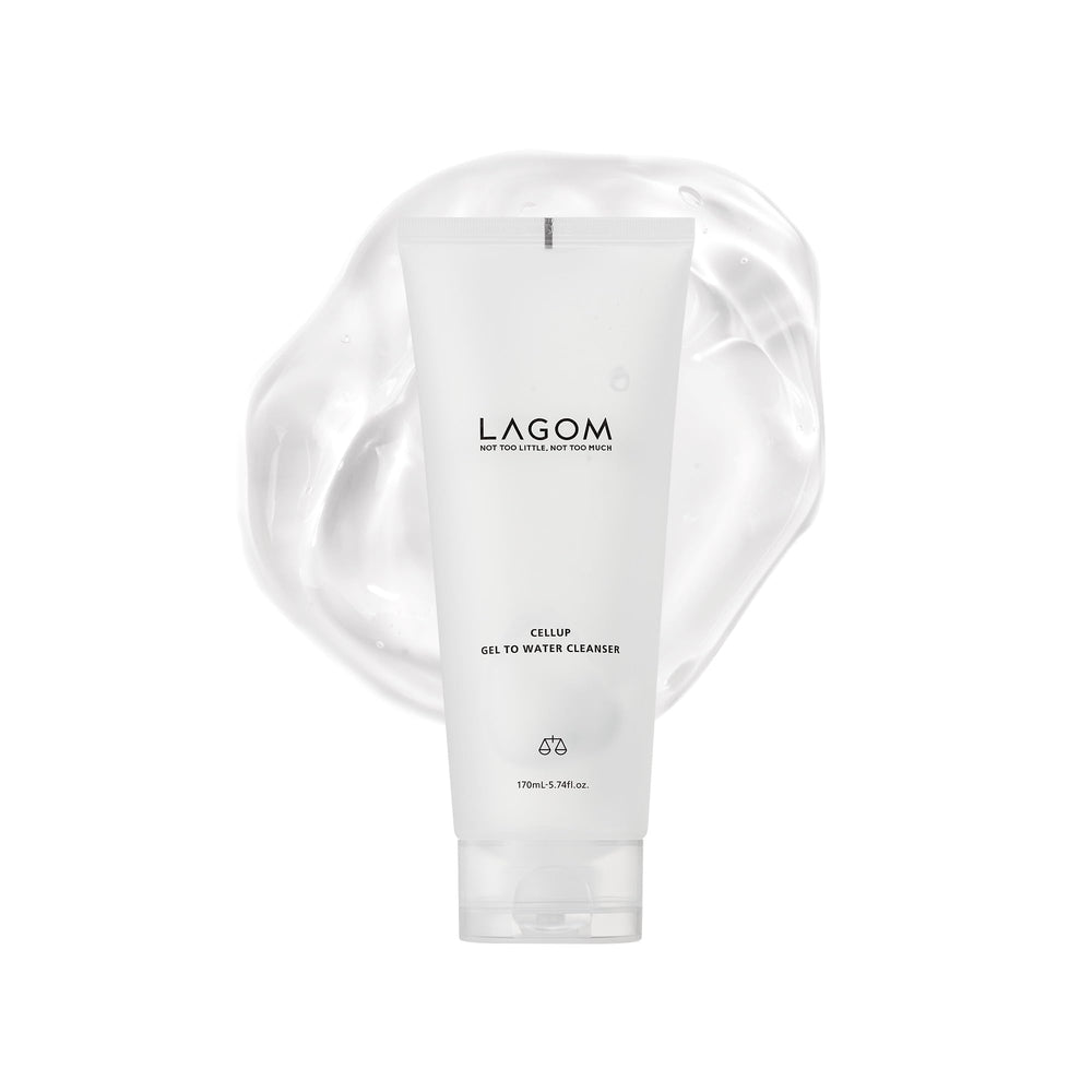 LAGOM Cellup, botella transparente, muestra limpieza suave para la rutina matutina