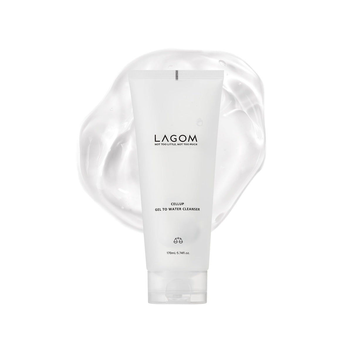 LAGOM Cellup, botella transparente, muestra limpieza suave para la rutina matutina