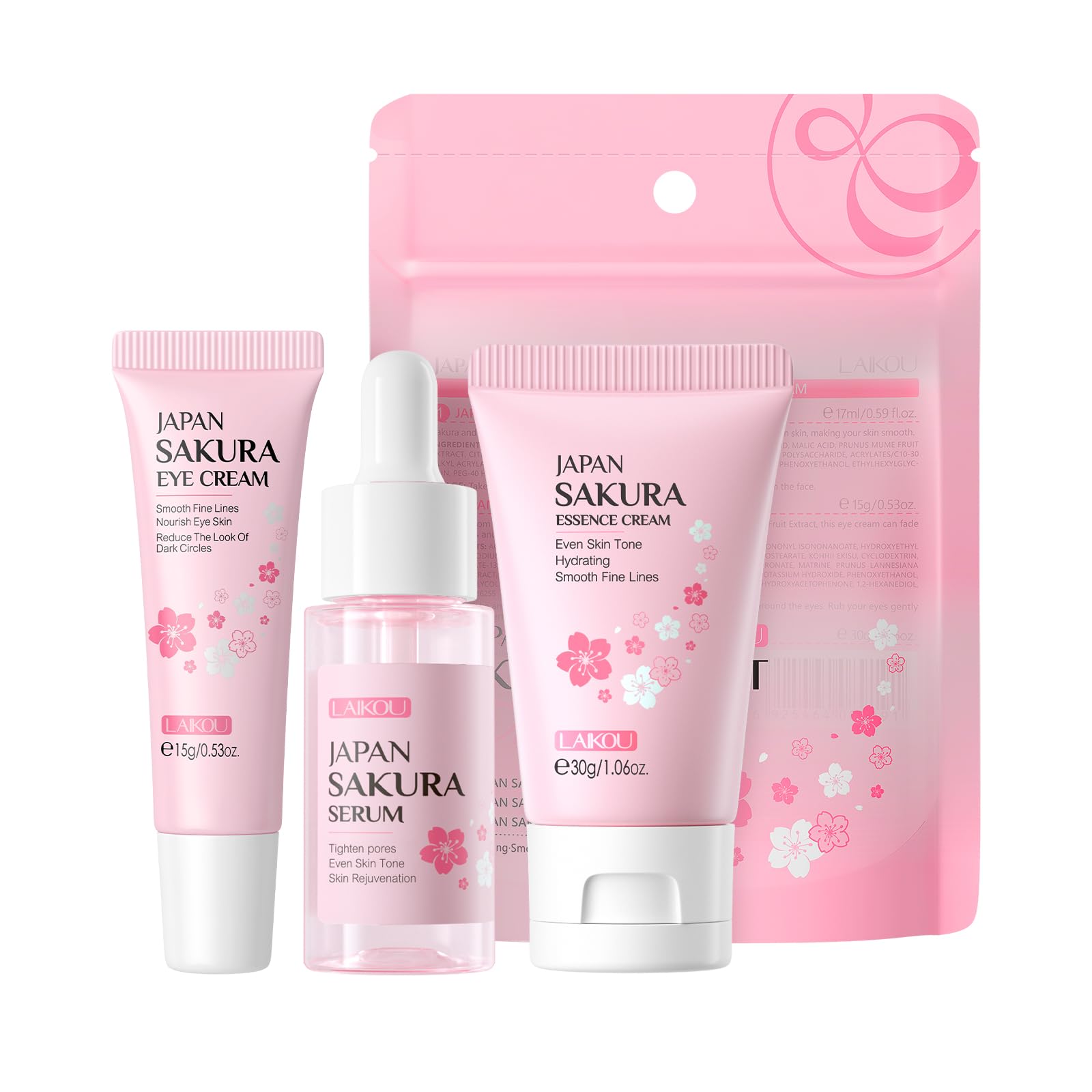 LAIKOU Sakura serum en bote para hidratación profunda y piel radiante.