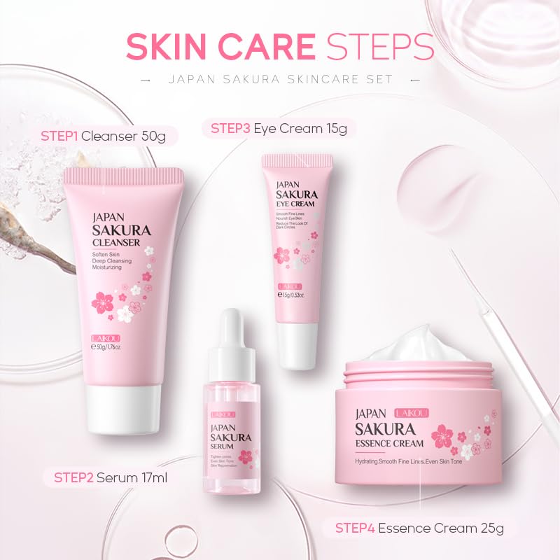 Laikou Sakura suero facial iluminador para hidratación duradera.