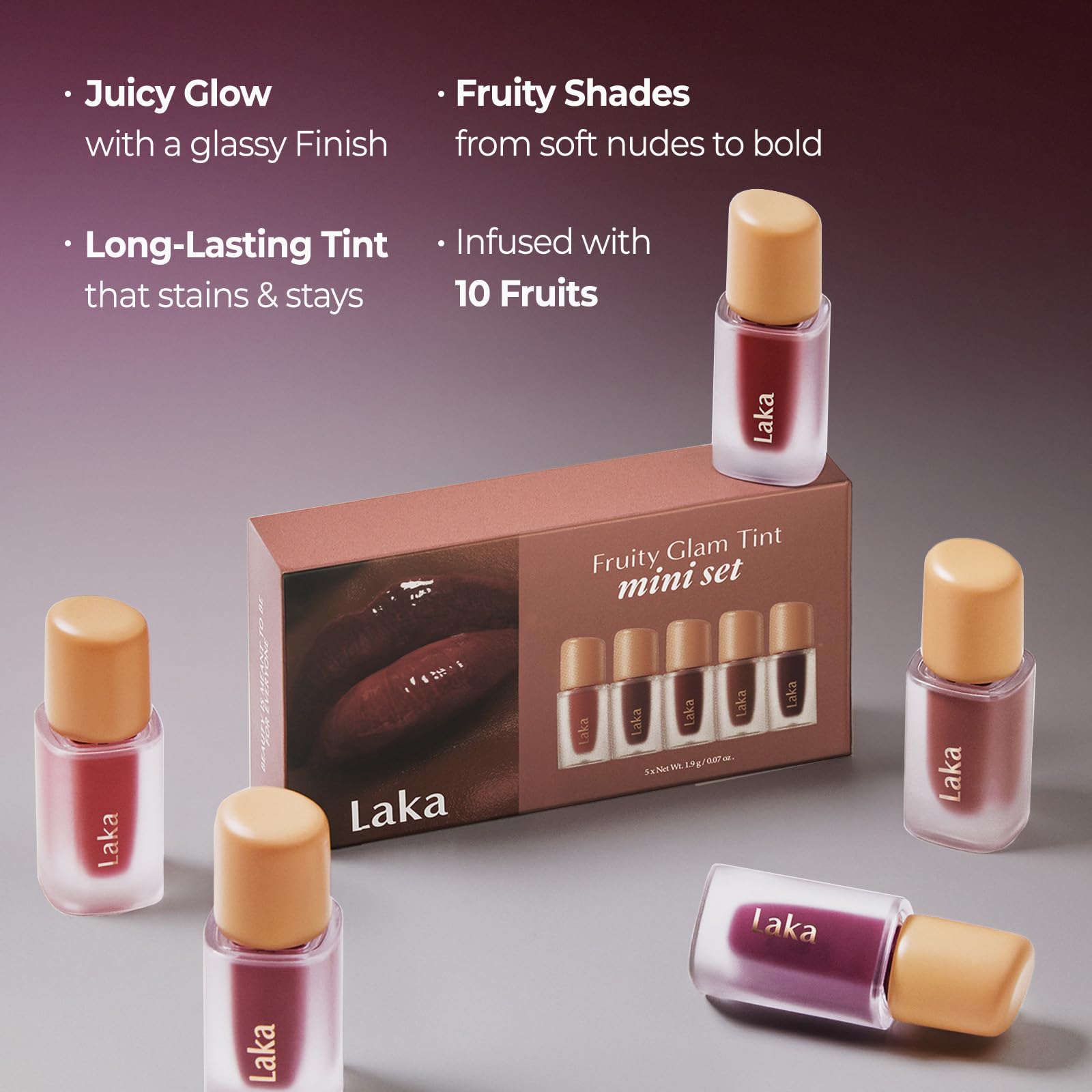 Laka Fruity Glam Tint Envidia color audaz para estilo atrevido.