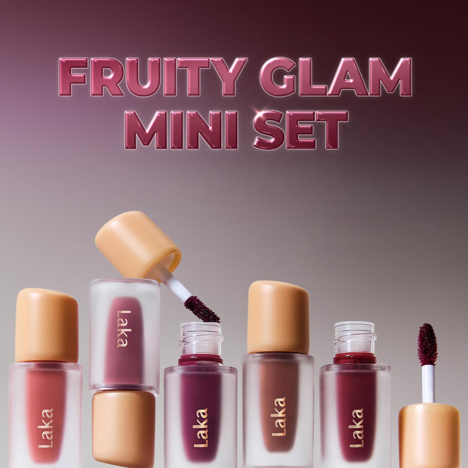 Laka Fruity Glam Tint Muestra prueba rápida de tonos.