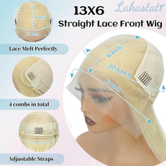 Peluca LAKASTATR 30 pulgadas rubia, cabello liso para estilos largos.
