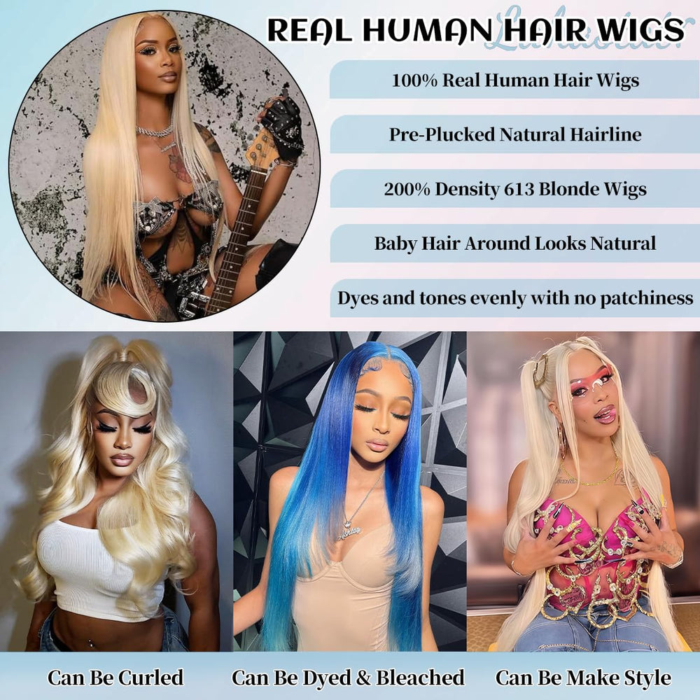 Peluca LAKASTATR 613 rubia, densidad 200%, volumen para looks elegantes.