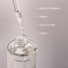 Lake & Skye 11 11 Body Oil Mini travel-friendly packaging on a bathroom shelf