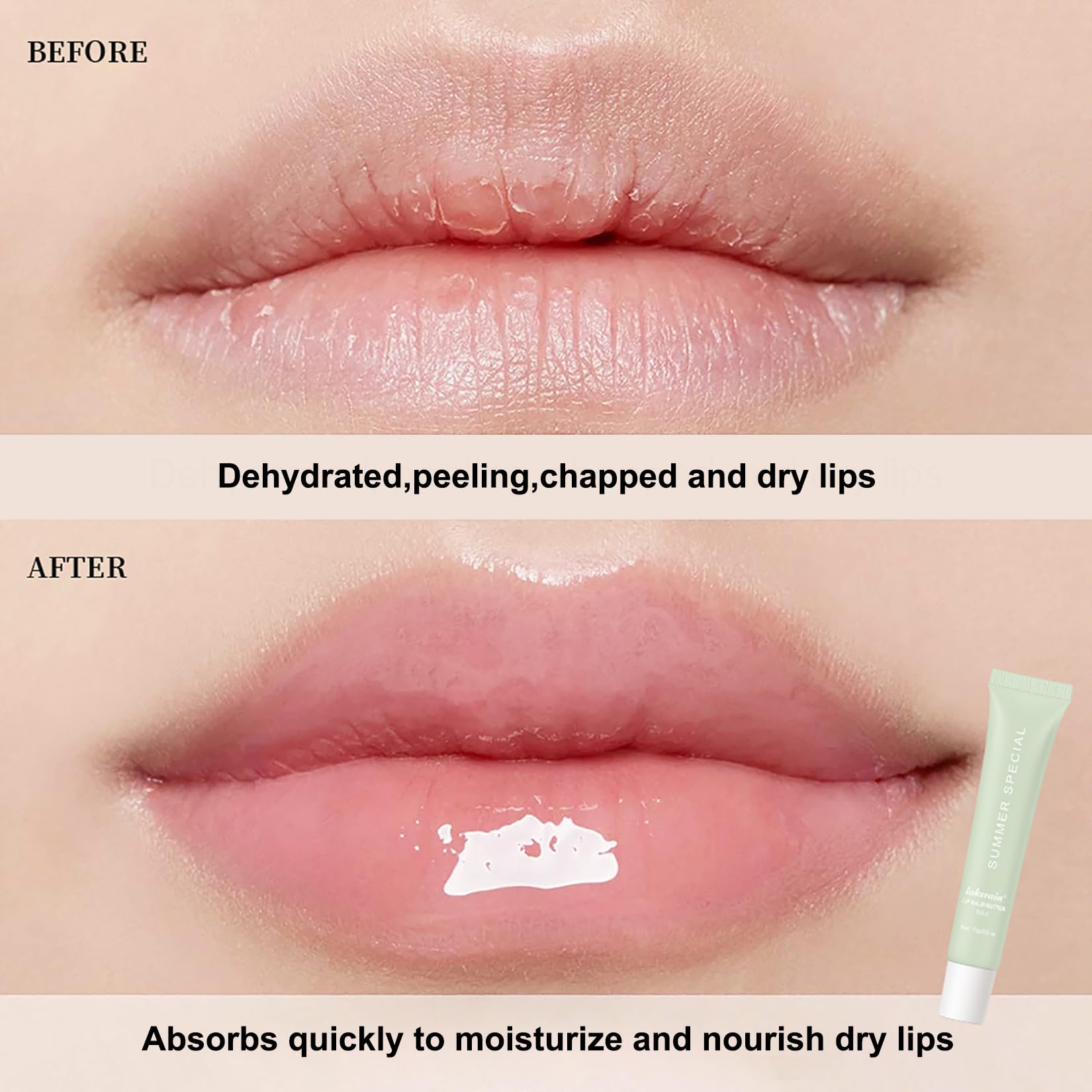 Bálsamo labial Lakerain con acabado ligero y brillo natural