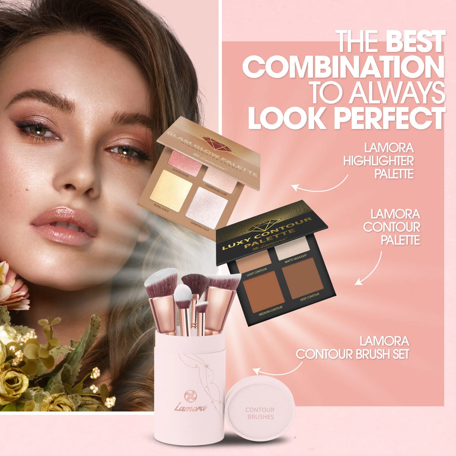 Pincel Lamora para rubor en crema facilita aplicación suave y natural.