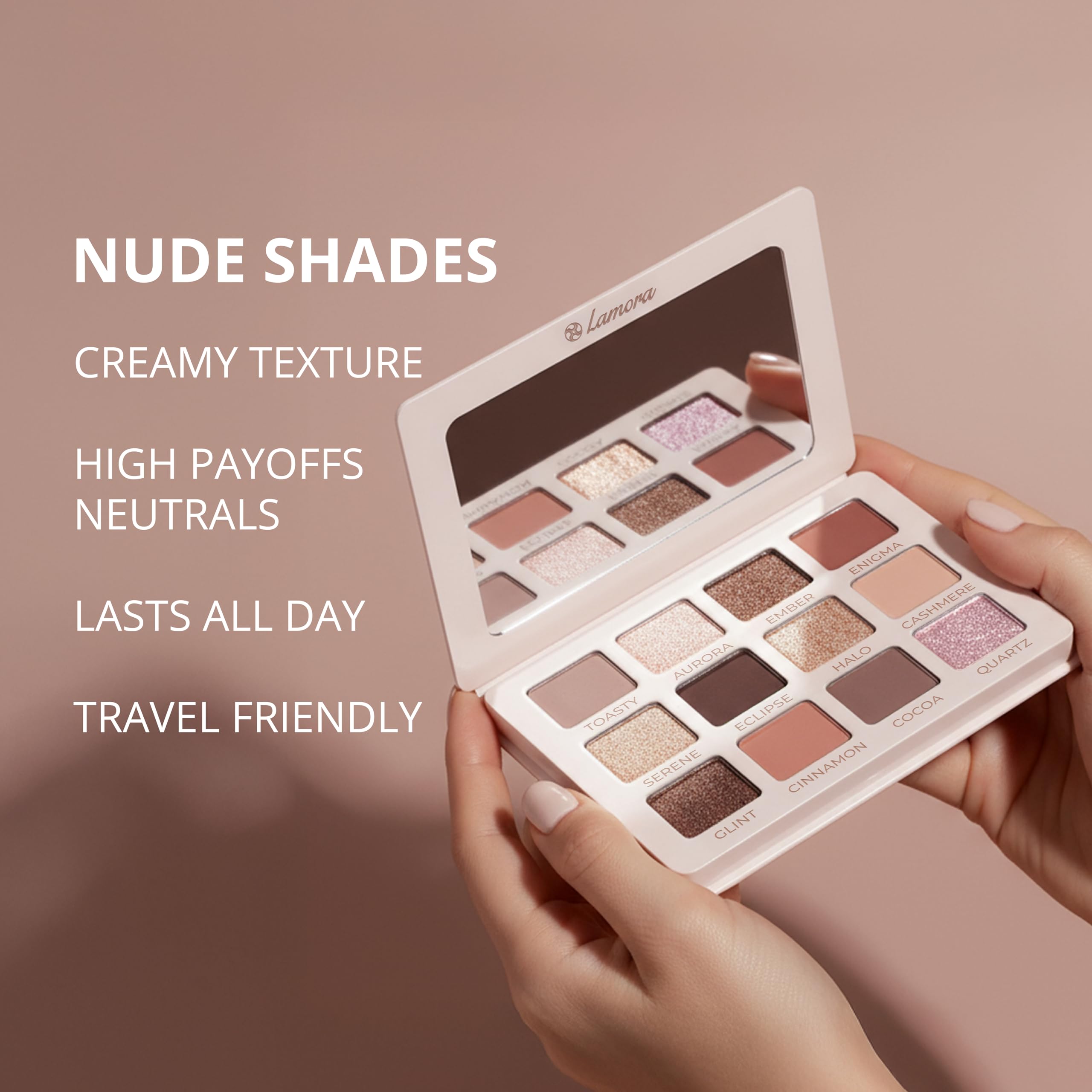 Lamora Nude paleta con detalle de espejo compacto