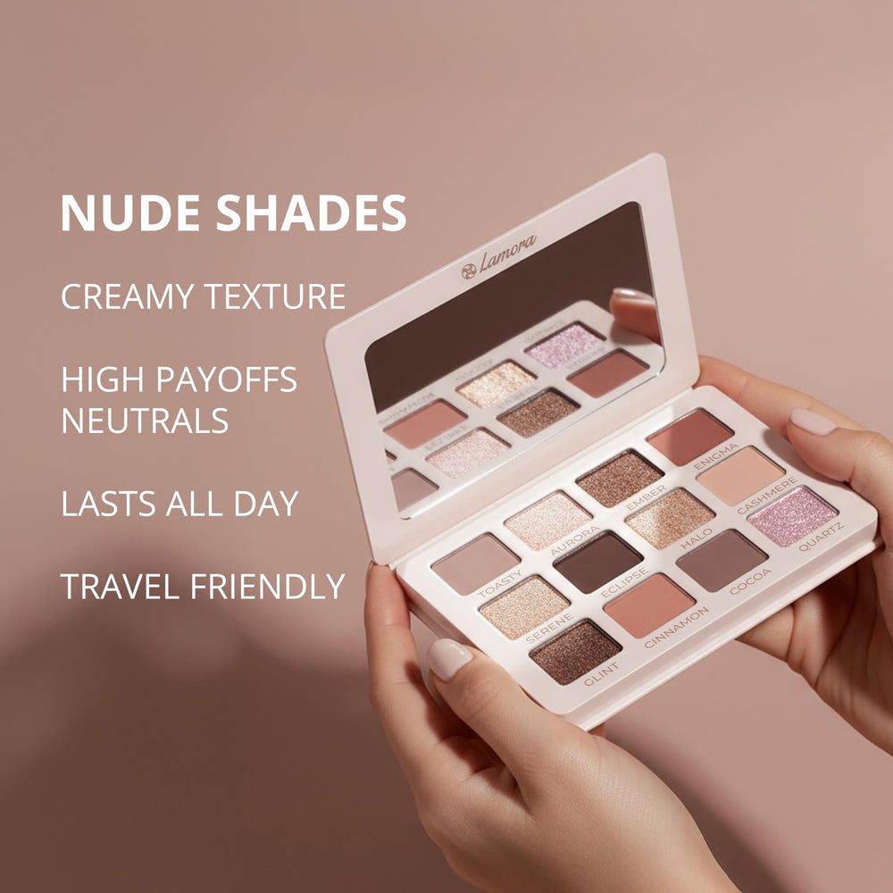 Lamora Nude paleta con detalle de espejo compacto