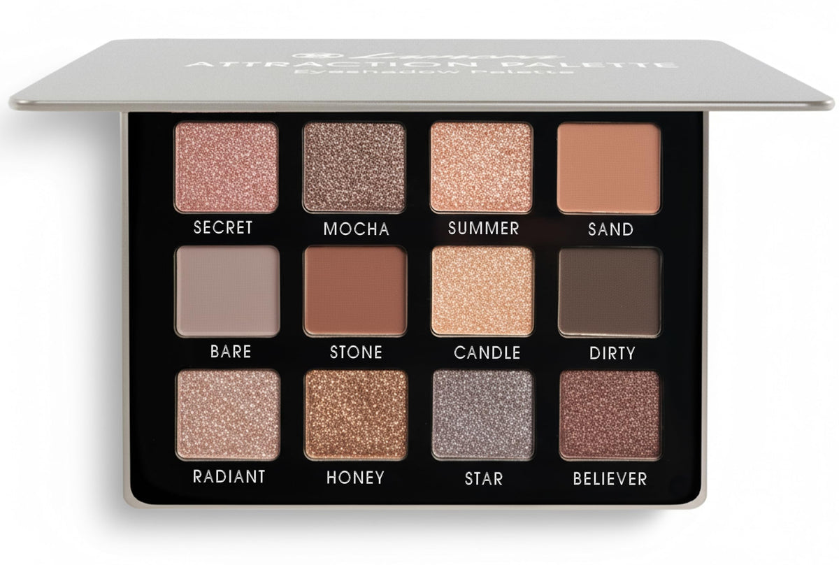 Lamora Attraction Paleta Sombras Marrón Suaves para uso diario.