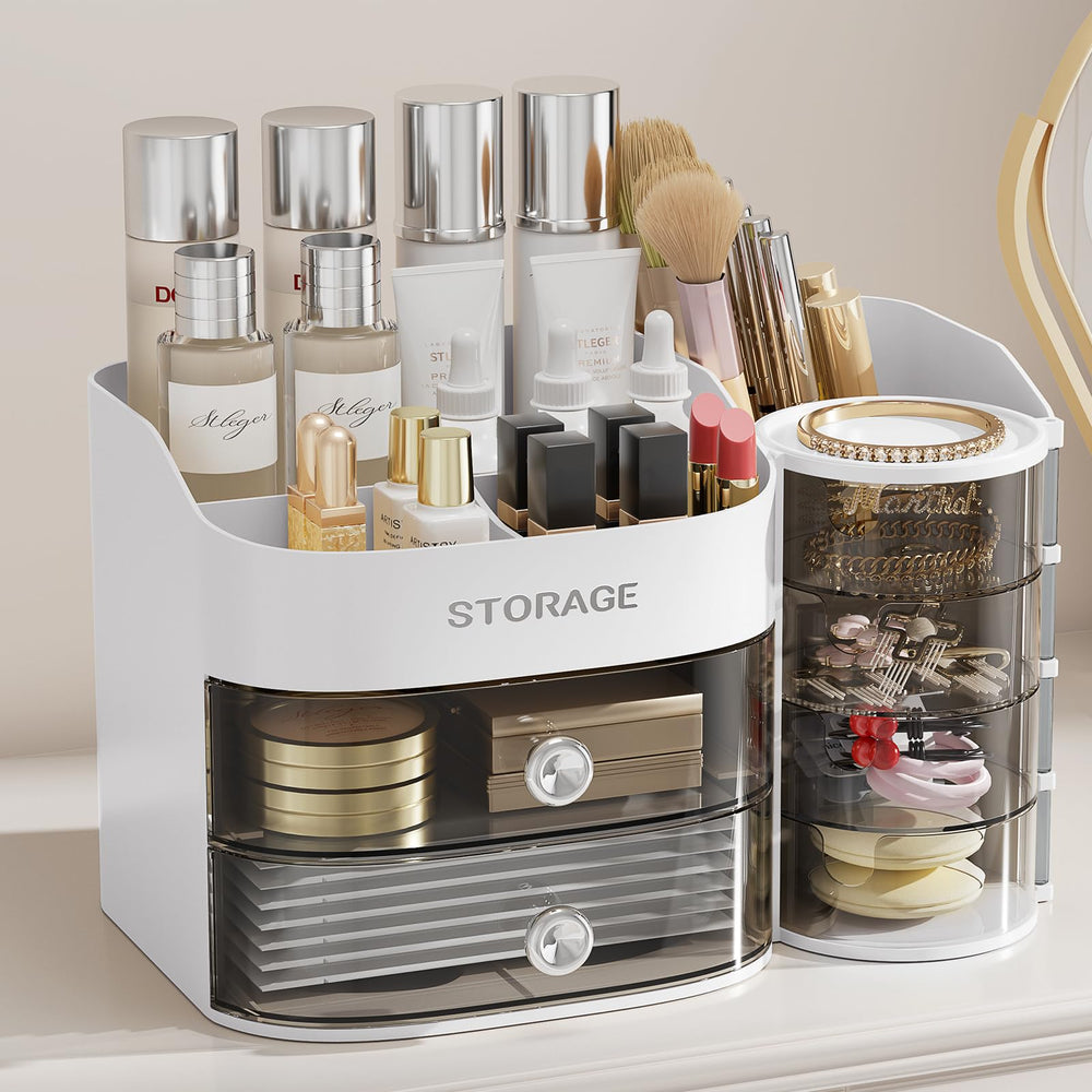 LAMU organizador de maquillaje en superficie para baño, acceso rápido a productos