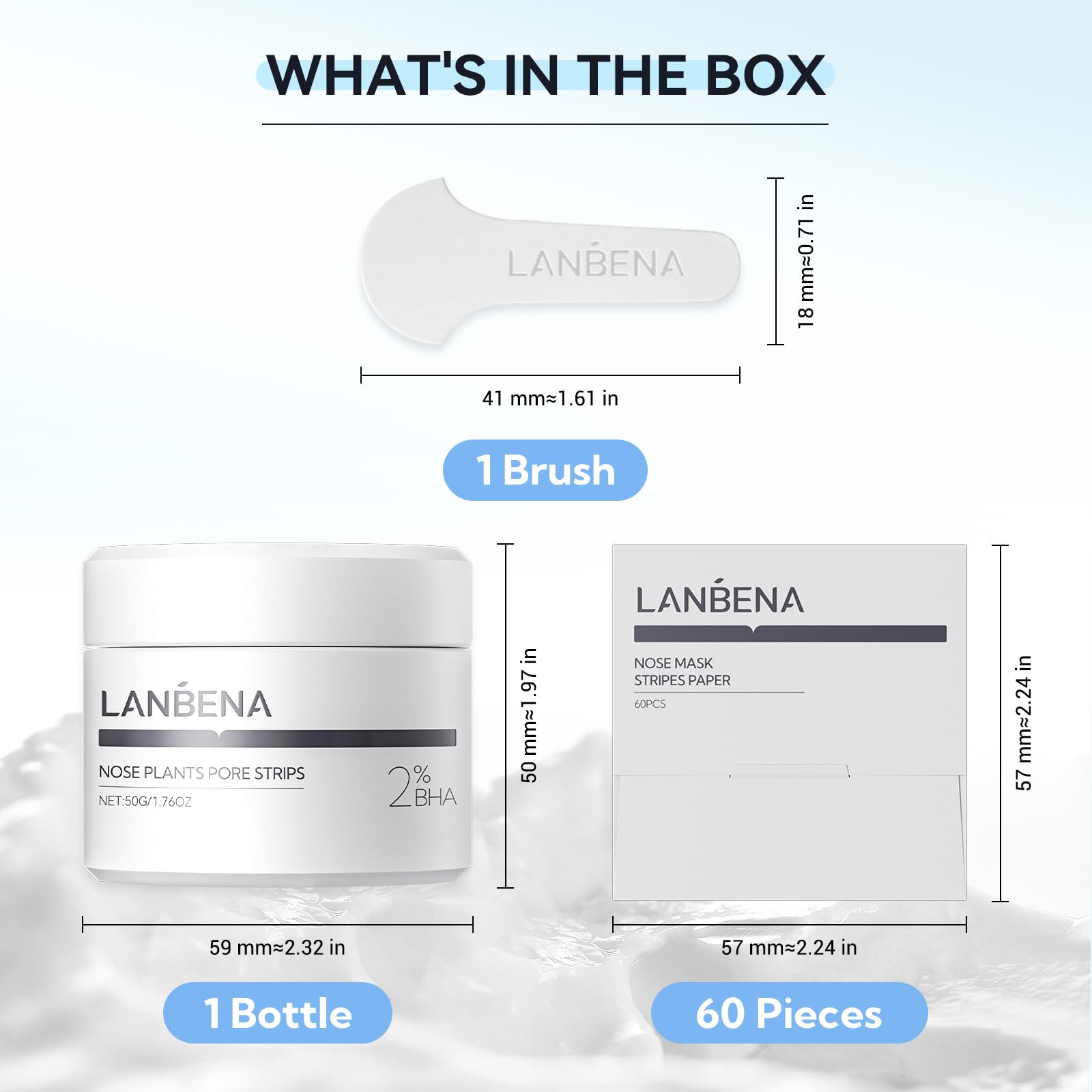 Caja LANBENA de 50 g con 100 parches para poros más limpios.