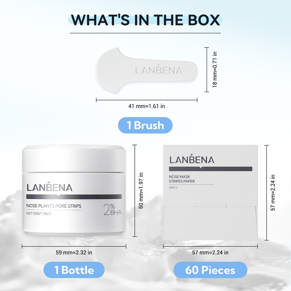 Caja LANBENA de 50 g con 100 parches para poros más limpios.