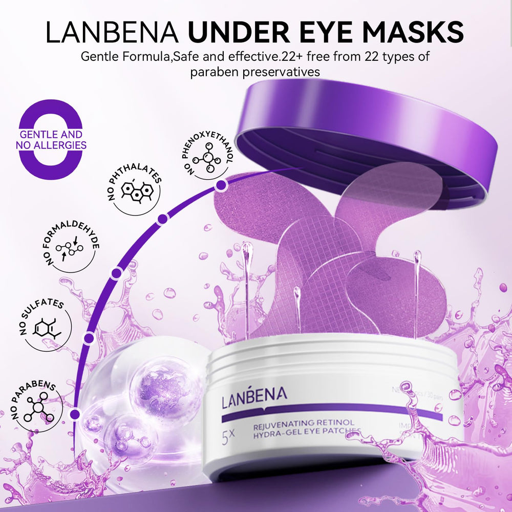 LANBENA Parches ojos retinol, apto para uso nocturno y relajante.