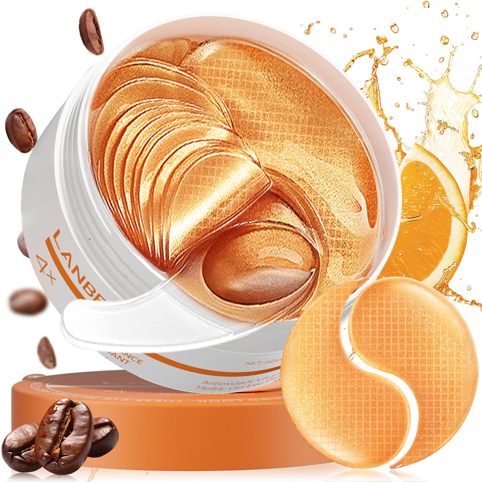 LANBENA parches de ojos con vitamina C, empaque elegante para cuidado diario.