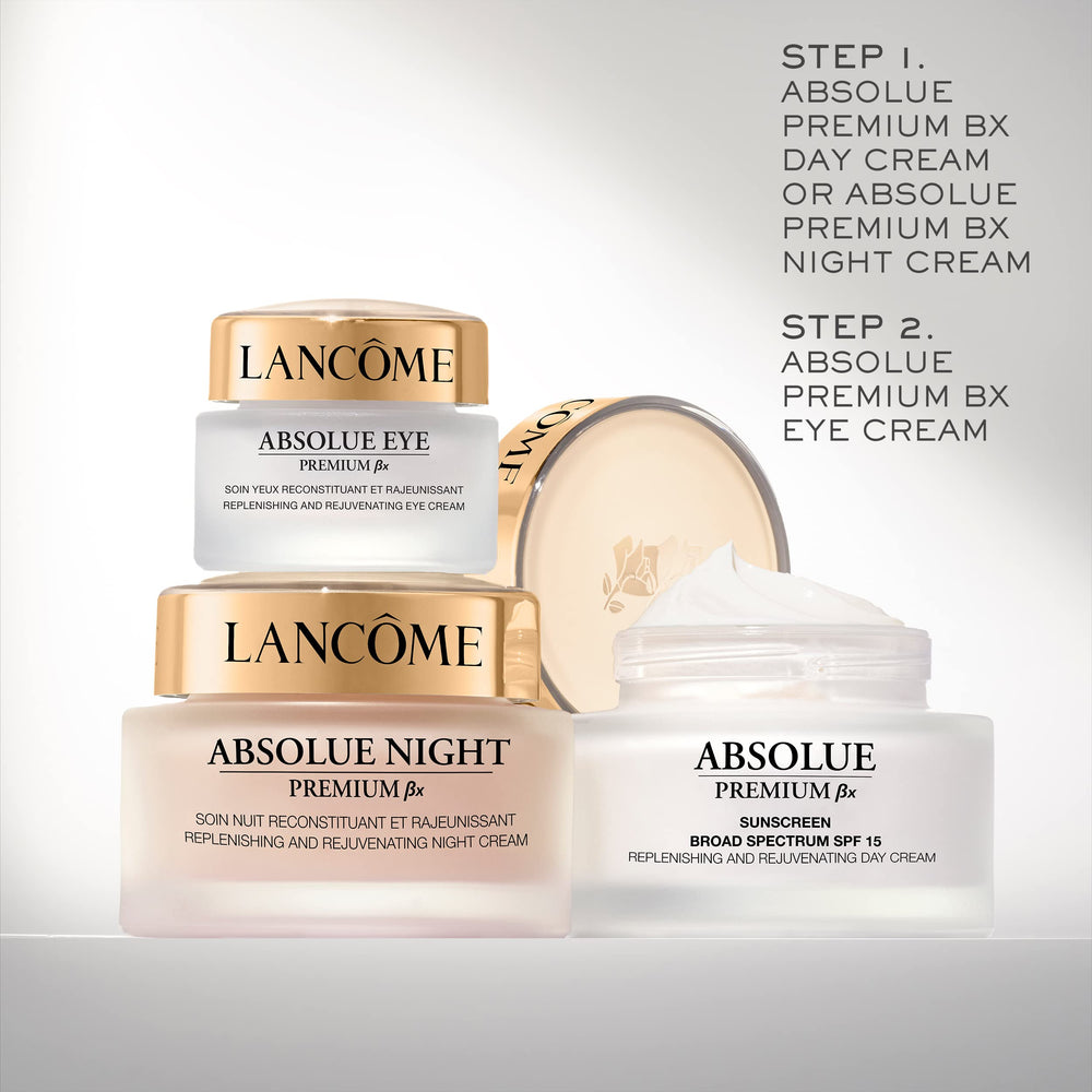 Lancôme Absolue Premium BX Día ritual diario para piel suave y luminosa.