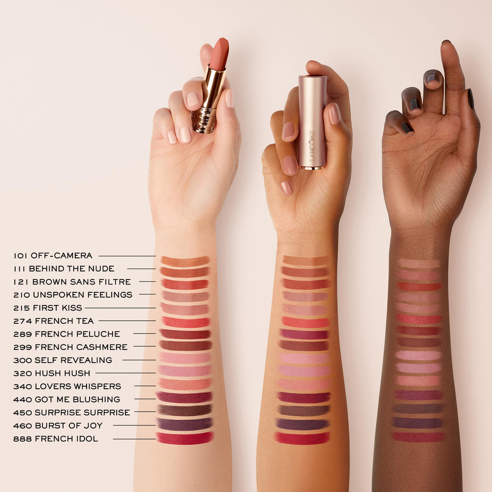 Lancôme L'Absolu Rouge Intimatte, teinte nude polyvalente pour tous les jours.