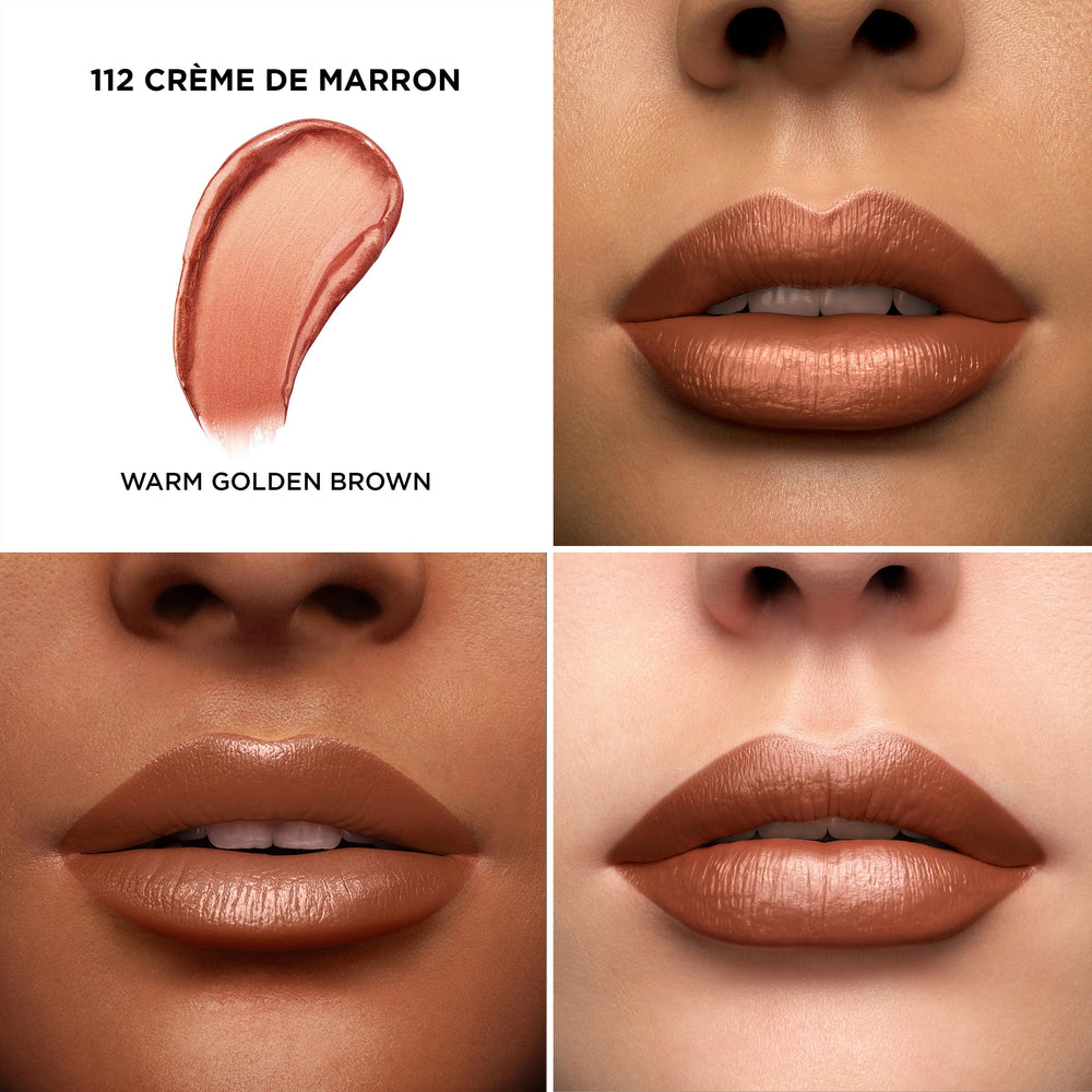 Muestra de textura cremosa en labios para un acabado luminoso y uniforme.