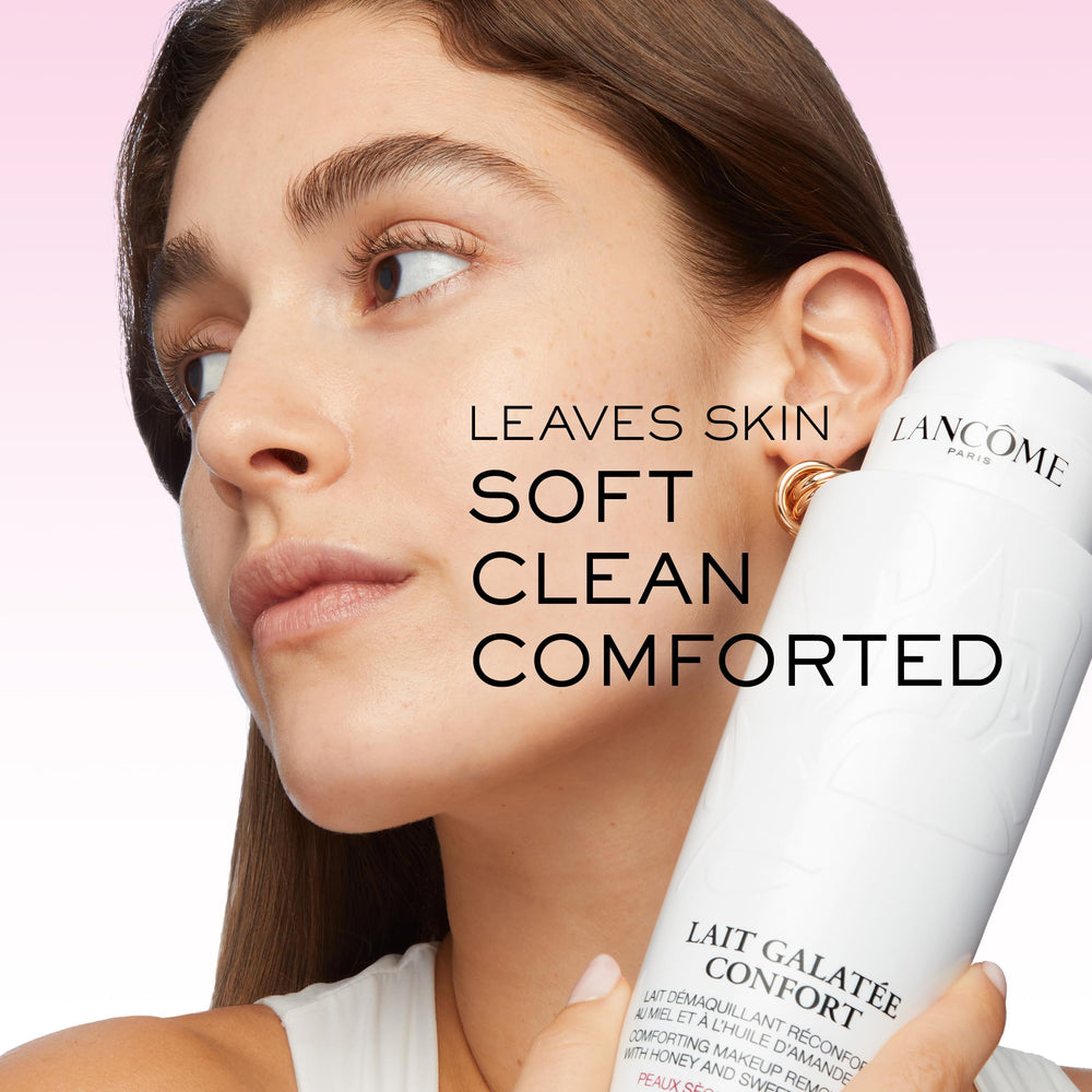 Lancôme Lait Galatée Confort rituel de soin nourrit et apaise la peau après démaquillage.