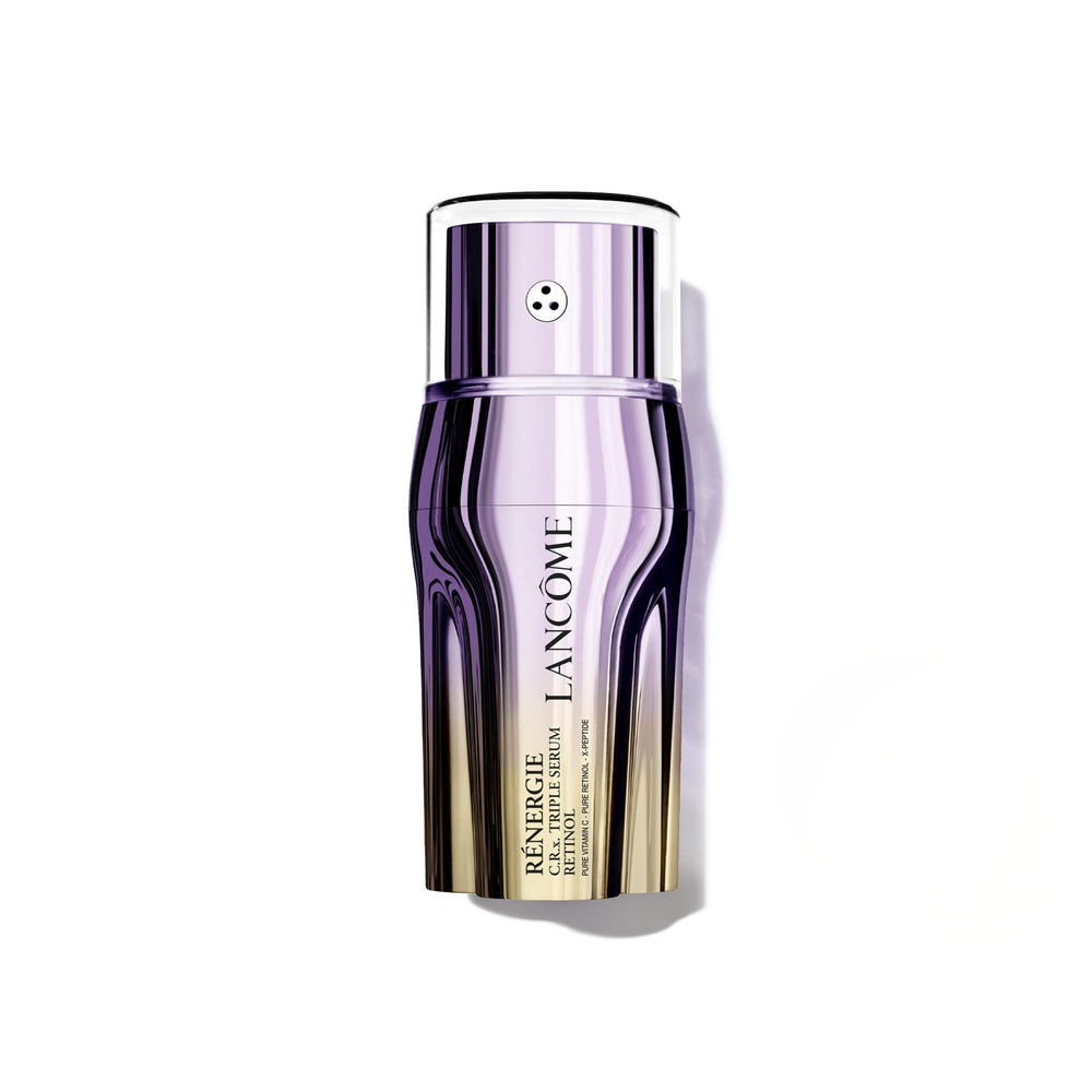 Lancôme Rénergie CRx Triple Serum botella: rutina diaria para piel suave.