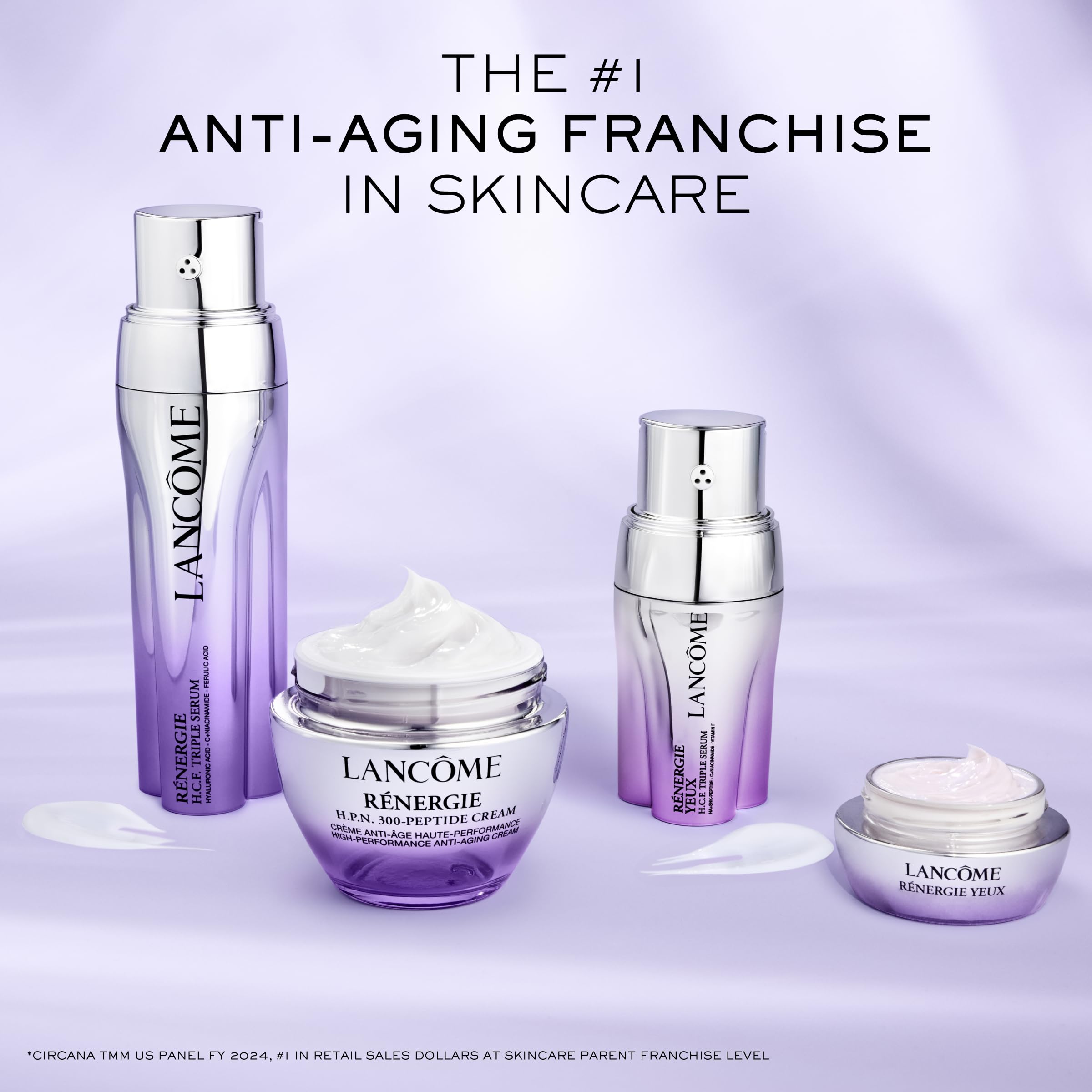 Lancôme Rénergie H.P.N 300 péptidos, frasco en mano durante la rutina diaria.