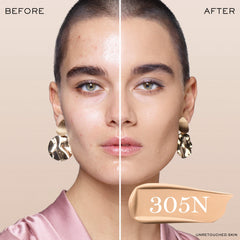 Lancôme Teint Idole Ultra Wear, aplicación suave con pincel o esponja para cobertura ajustable.