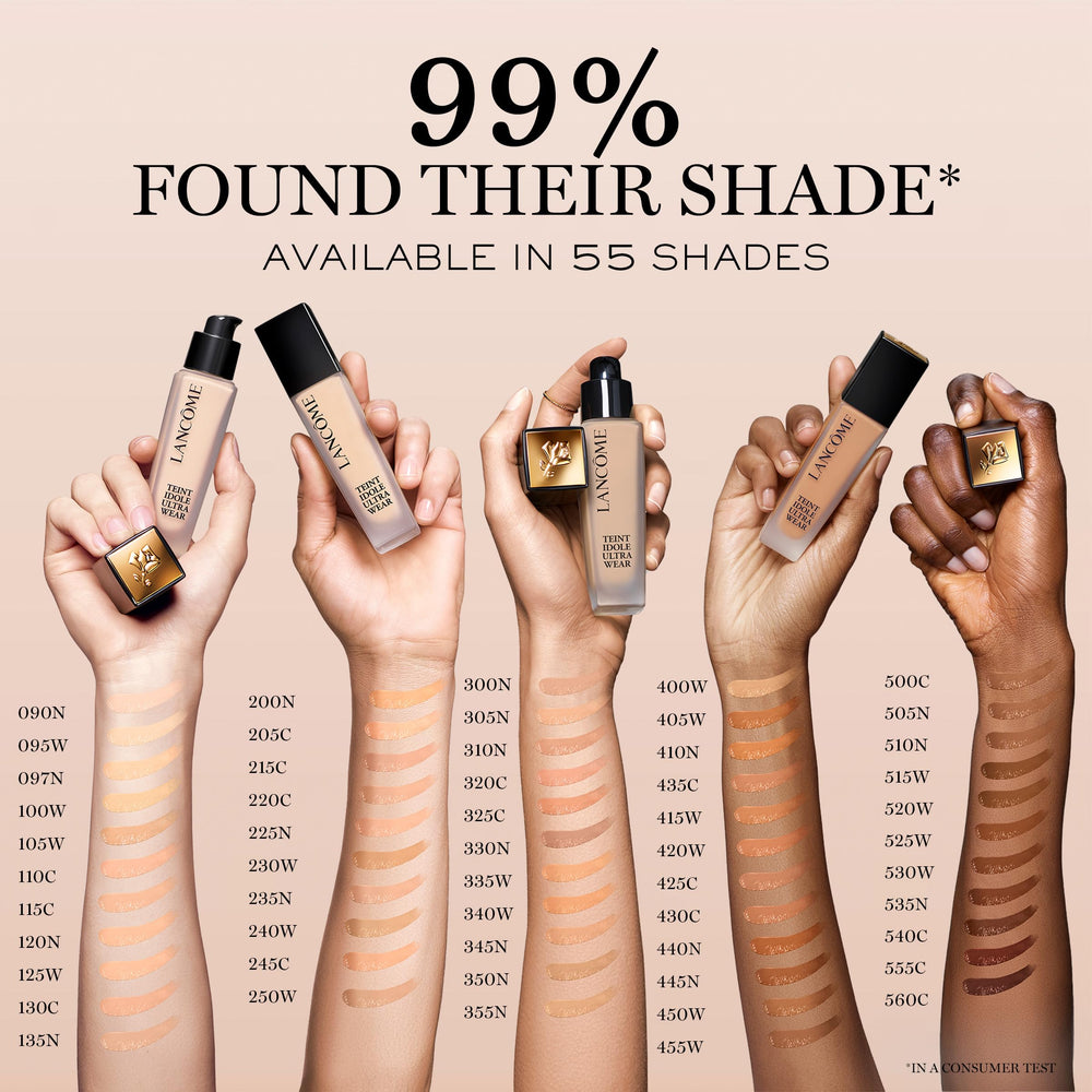 Lancôme Teint Idole Ultra Wear, textura crema de alta cobertura sin apelmazar.