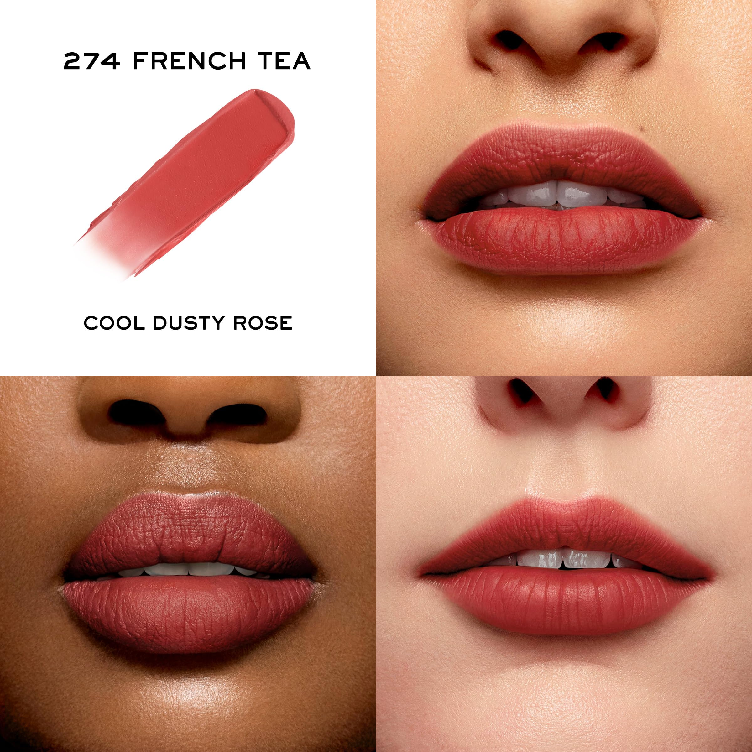 Texture veloutée Lancôme L’Absolu Rouge Intimatte dans chaque teinte, douceur assurée.