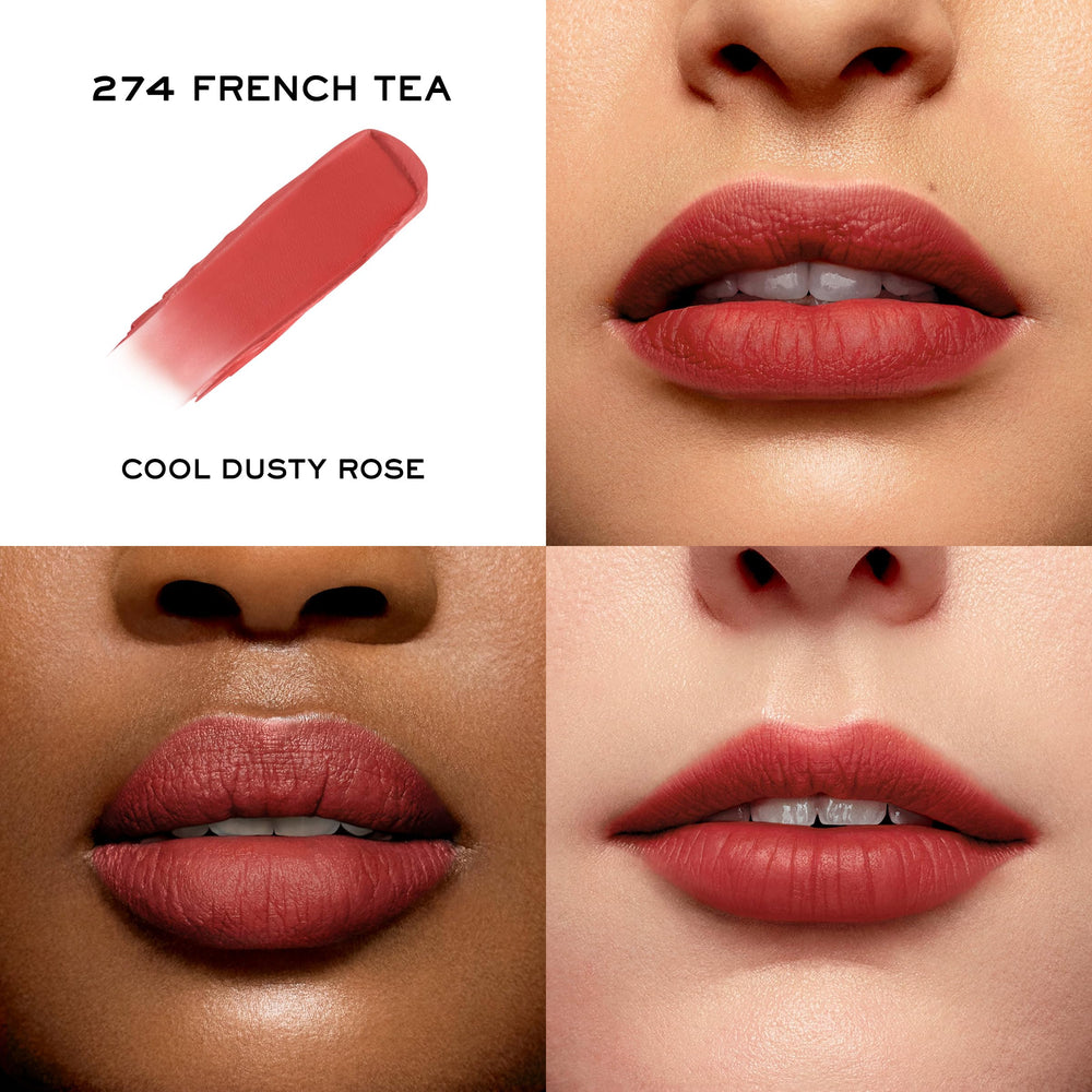 Texture veloutée Lancôme L’Absolu Rouge Intimatte dans chaque teinte, douceur assurée.